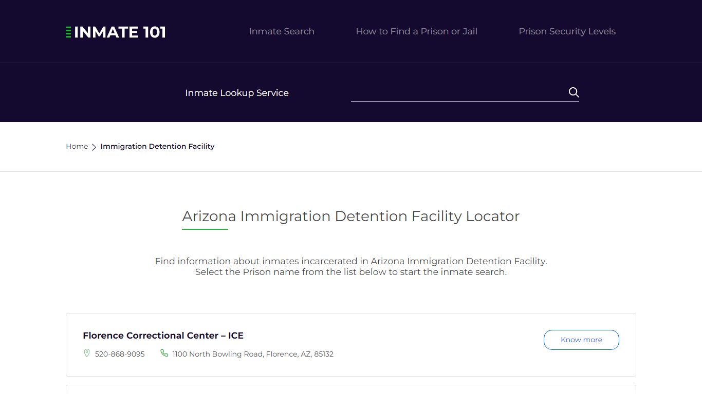 Arizona Immigration Detention Facility Inmate Search | Free Inmate Lookup